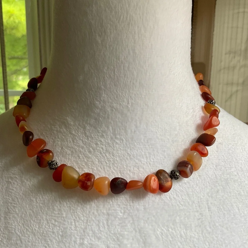 Handmade Carnelian Necklace 17”